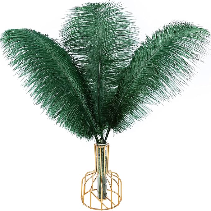 THARAHT Blackish Green Ostrich Feathers 12pcs Large Natural Bulk 12-14Inch by THARAHT