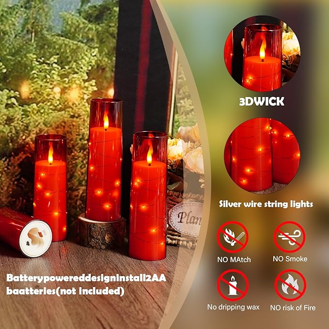 Flameless Candles with Embedded Star String - Image 4