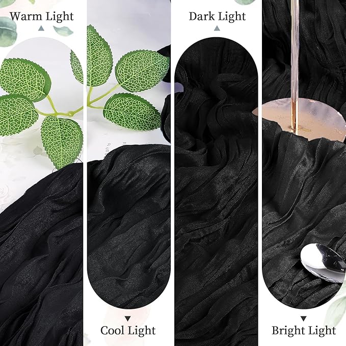 6 Pack Halloween Cheesecloth Table Runner 10FT Long Black Boho Gauze Table - Image 4