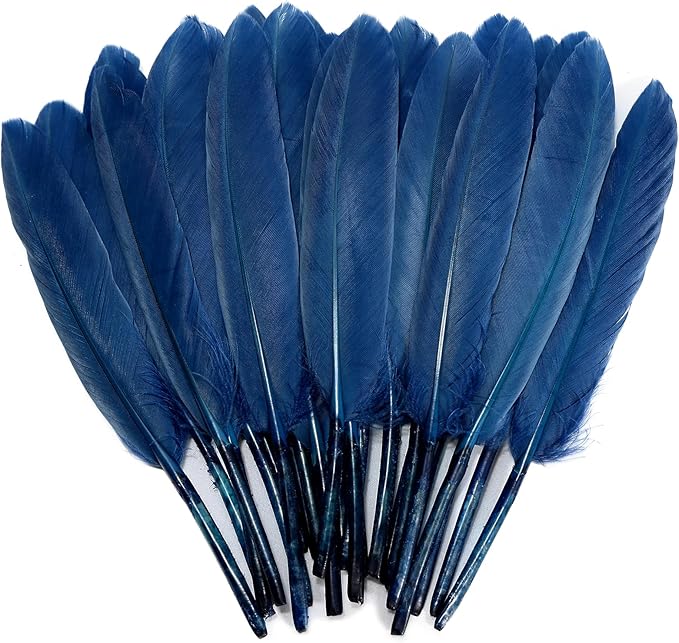 FeelfunFeather 120pcs Navy Blue Goose Cochettes Feather Natural Bulk 4-6 inch by FeelFunFeather