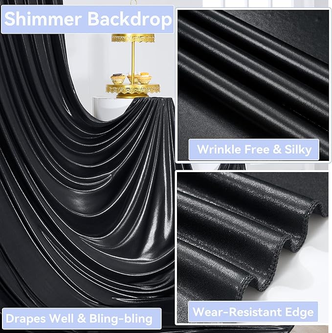 10x10 ft Wrinkle Free Black Sequin Backdrop Curtain - Image 4