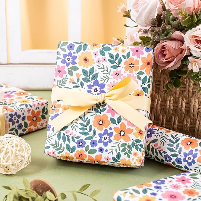 WRAPAHOLIC Kraft Floral Wrapping Paper Roll - Image 7