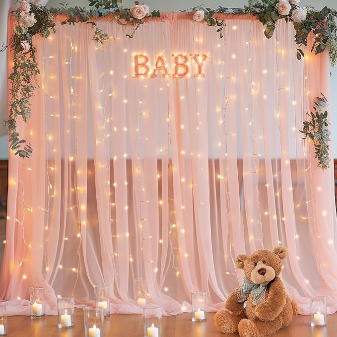 10×10ft Peach Tulle Backdrop Curtain - Image 6