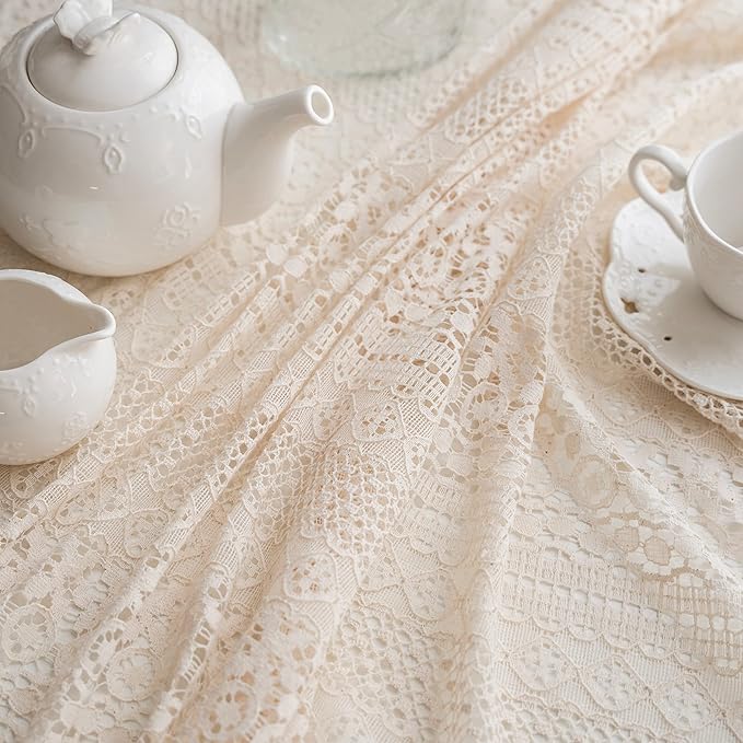 Beige Round Lace Tablecloths - Image 3