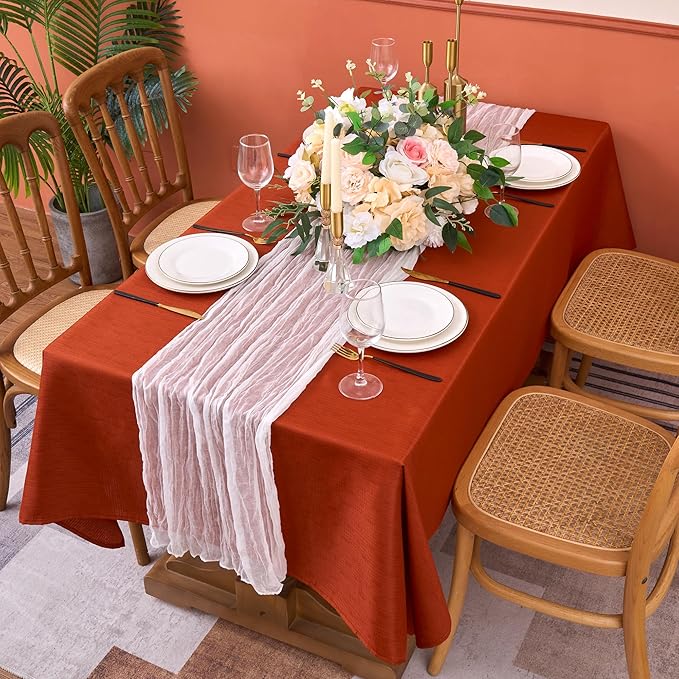 Fitable Faux Linen Rectangle Tablecloths 60 x 102 Inch - Image 8
