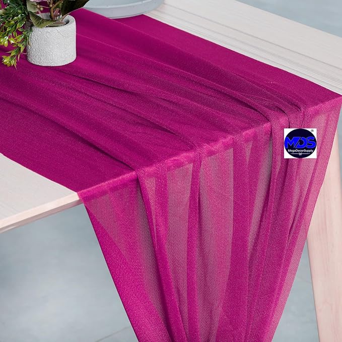 MDS 20 Pack 10ft Chiffon Table Runner 29 x 120 Inches Sheer Wedding Runner - Image 4