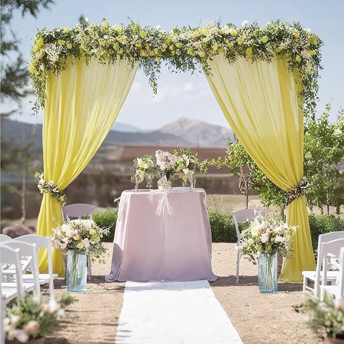 DUOBAO Pastel Yellow Chiffon Backdrop Curtains - Image 4