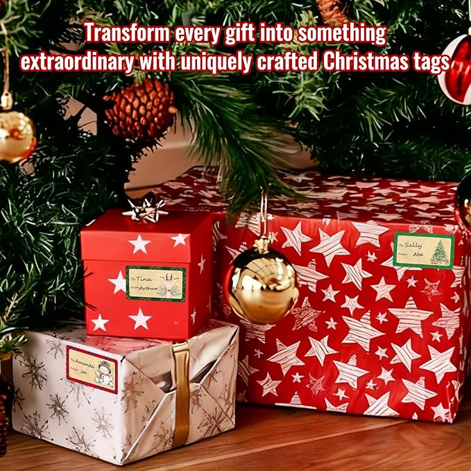 500 PCS Christmas Gift Tags Christmas Santa Claus Stickers Self Adhesive - Image 5