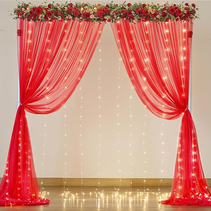 Red Tulle Backdrop Curtain - Image 2