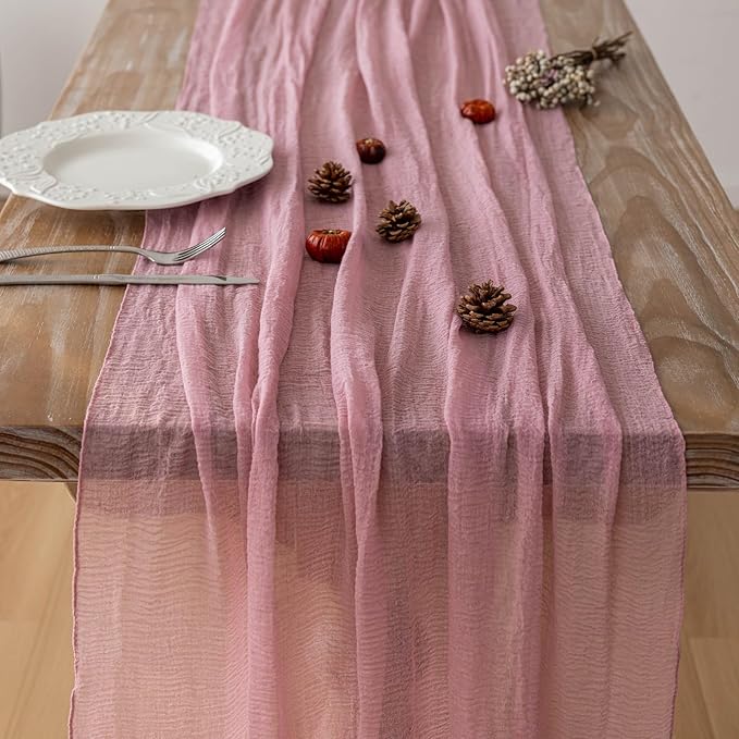 Table Runner Dusty Rose Cheesecloth Gauze 120 Inch 10 FT Rustic Boho Cheese - Image 2