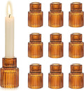 Hewory Glass Taper Candle Holders: 10 PCS Amber Elegant Candle Holder by Hewory