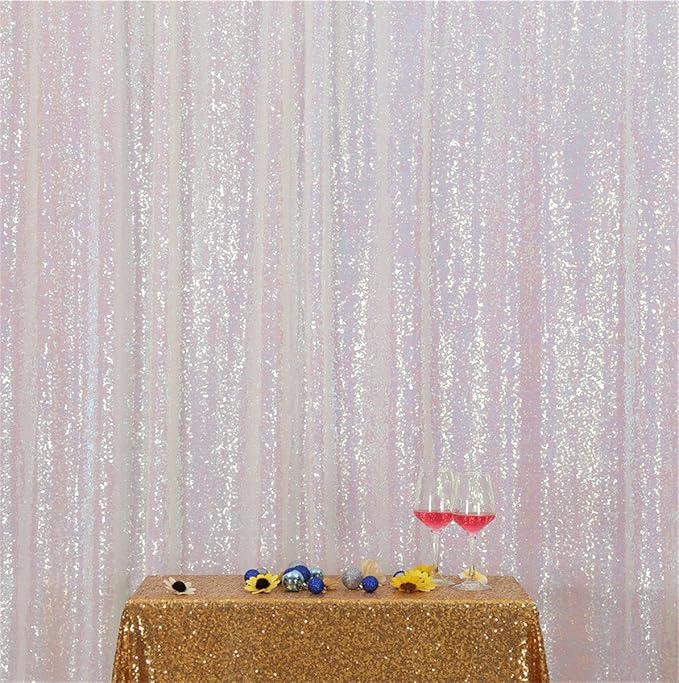 Eternal Beauty White Iridescent Sequin Backdrop, 10x10 Ft Glitter Background - Image 2