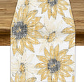 Chrysanthemum Vintage Floral Table Runner, Elegant Grunge Orange Sunflower by ShiTingYu
