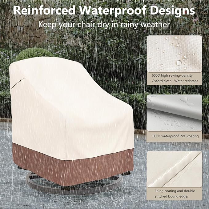 okcool Outdoor Swivel Chair Cover 2 Pack, Patio Chair Covers Waterproof - Image 5