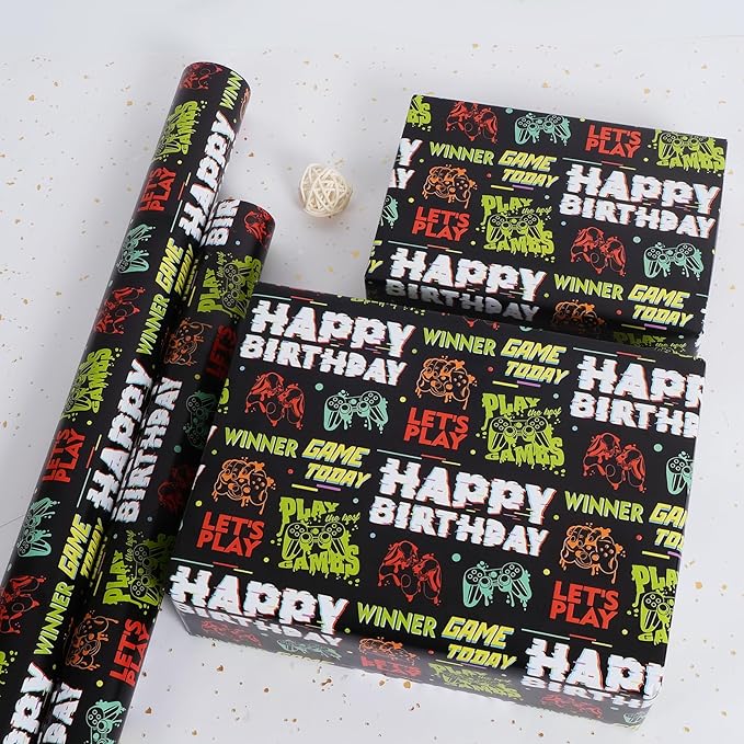 Aimyoo Gaming Birthday Wrapping Paper Roll - Image 4
