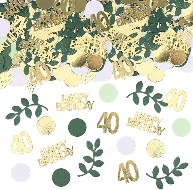 Sage Green 40th Happy Birthday Confetti, 40th Birthday Table Decorations by GYESXYW