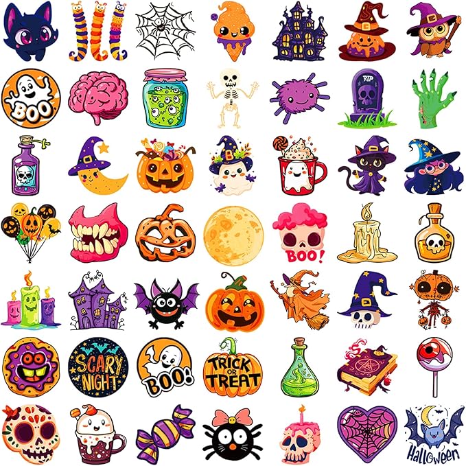 XZENTIRA, Halloween Cartoon Pumpkin Themed Stickers, Vinyl Waterproof Holiday - Image 2