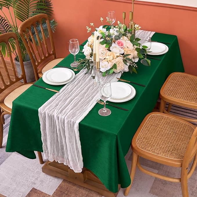 Fitable 2 Pack Faux Linen Christmas Tablecloths, Burlap Textured Table Cloth - Image 8