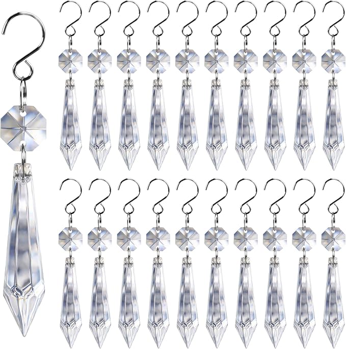 20PCS Clear Chandelier Icicle Crystal Prisms, 55mm Chandelier Crystals by HDHYALINEDORA