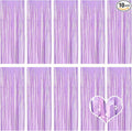10 Pack Purple Foil Curtain Backdrop 3.2ft x 8.2ft Macaron Tinsel Foil Fringe by Ohiyoo