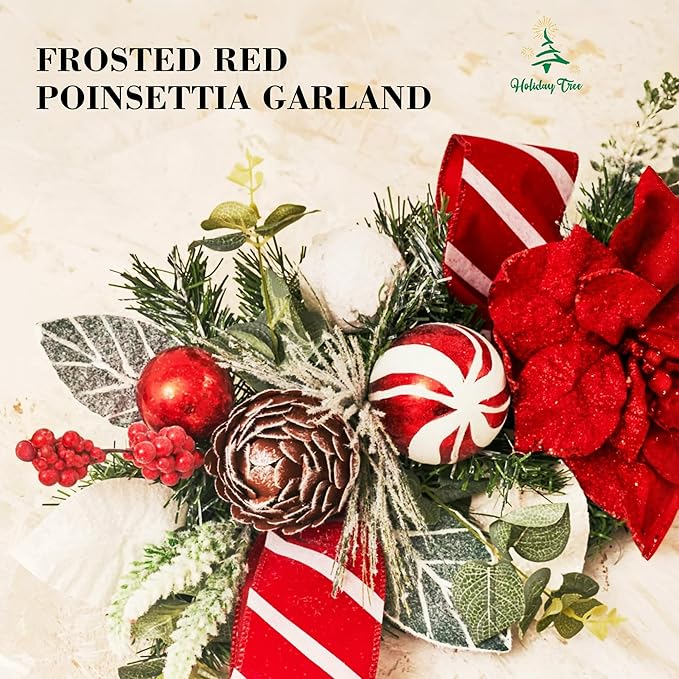 5 ft Christmas Garland for Mantle Unlit Garland for Stairs Railing, for Table - Image 2