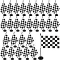 28 Pcs Black and White Checkered Racing Stick Flag Mini Race Car Office Table by Unknown