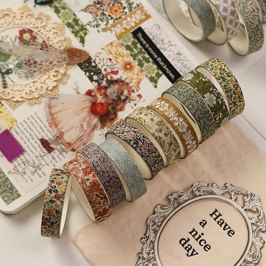 YUBBAEX 60 Rolls Value Washi Tape Pack Retro Arts Masking Tape Basic Patterns - Image 4