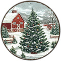 Round Christmas Trees Barn Metal Tin Sign Christmas Vintage Tin Sign by GJXFTPTTBD