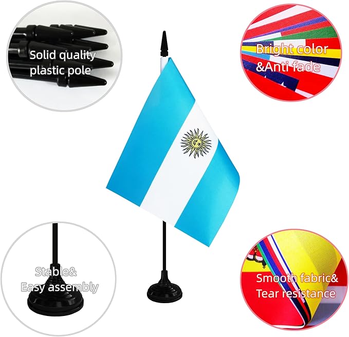 Argentina Desk Flag, 12 Pack Argentinian Table Office Flag - Image 3