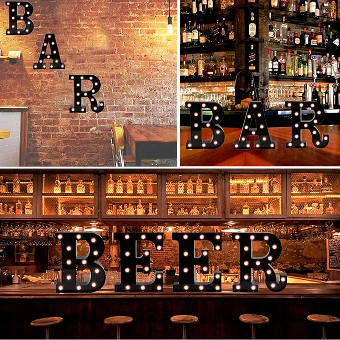 OYCBUZO Light Up Black Alphabet Marquee Letters Sign LED Marquee Number Lights - Image 4