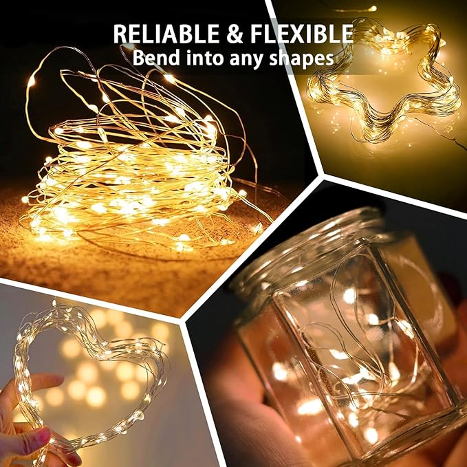 24 Pack Yellow Fairy Lights 7Ft 20 LED Twinkle String Lights 3 Modes Battery - Image 5