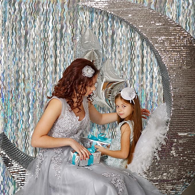 Tinsel Foil Fringe Curtains Wavy Backdrop - Image 3