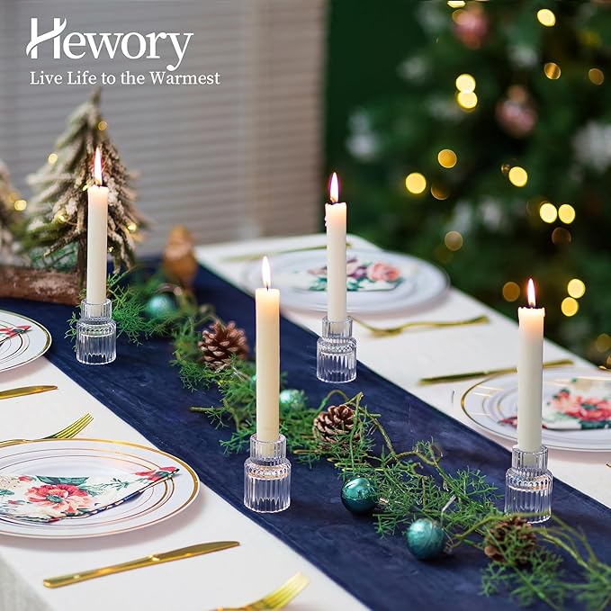 Candle Holder Glass Candlestick Holders: Hewory 10PCS Clear Taper Candle - Image 2