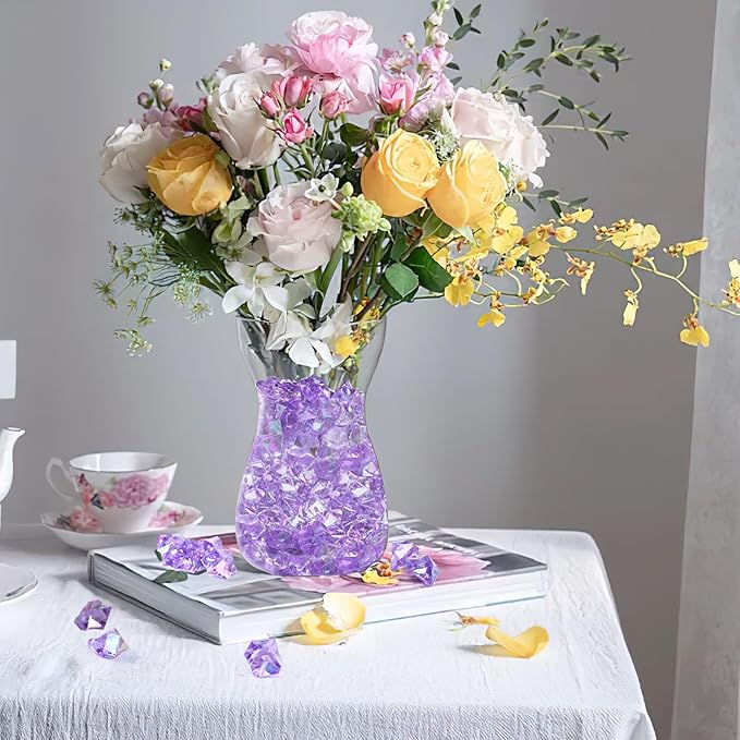 DomeStar 150PCS Purple Fake Ice, Fake Diamonds Sparkling Plastic Gems Vase - Image 4