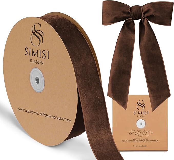 Brown Velvet Ribbon 1.5'' 25 Yards by SIMISIRIBBON