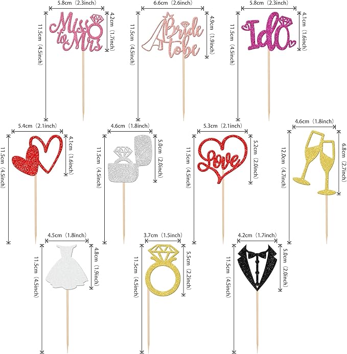30 PCS He Asked She Said Yes Cupcake Toppers Glitter Engagement Cupcake Toppers - Image 2