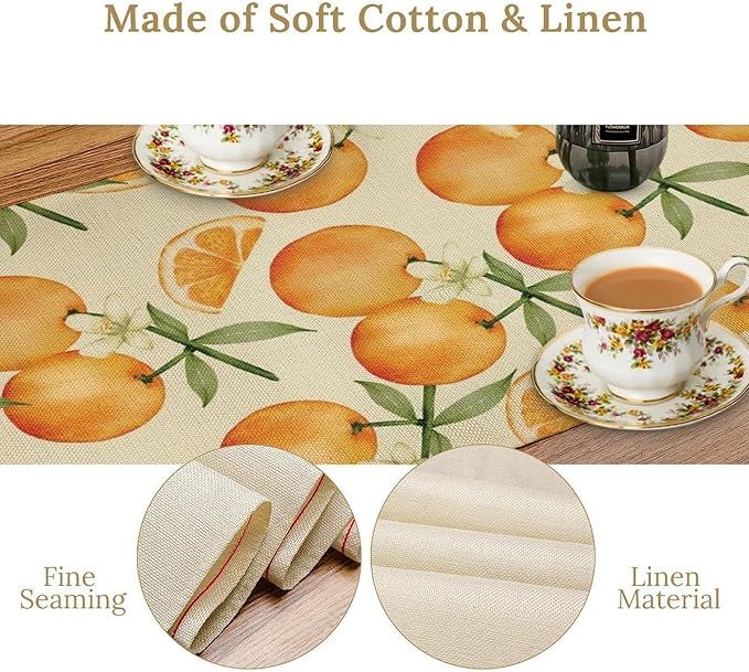 Spring Summer Orange Citrus Table Runner Watercolor Sweet Fruit Botanical Print - Image 5