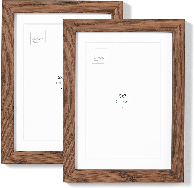 Opposite Wall - Set of 2-5x7 in - Dark Solid Oak Wood Picture Frames - Wall by OppositeWall