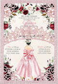 50Pcs Pink Crown Quinceanera Invitation Burgundy by DreamBuilt
