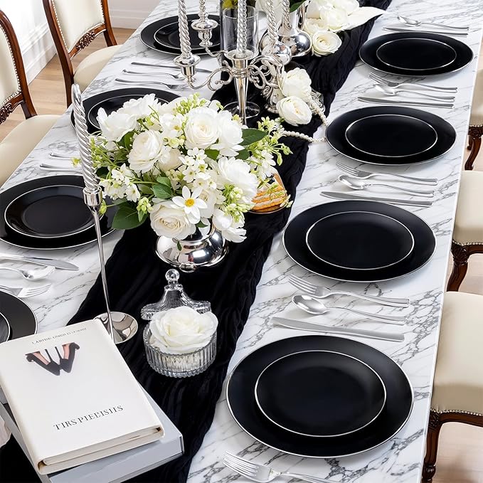 bUCLA 100PCS Black Plastic Plates - Image 6