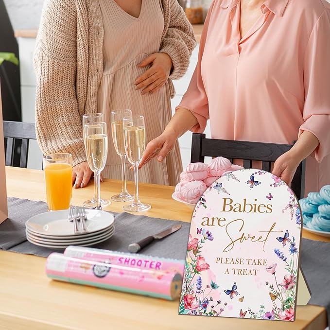 Sweet Babies Please Take A Treat Floral Butterfly Baby Shower Decoration Sign - Image 6