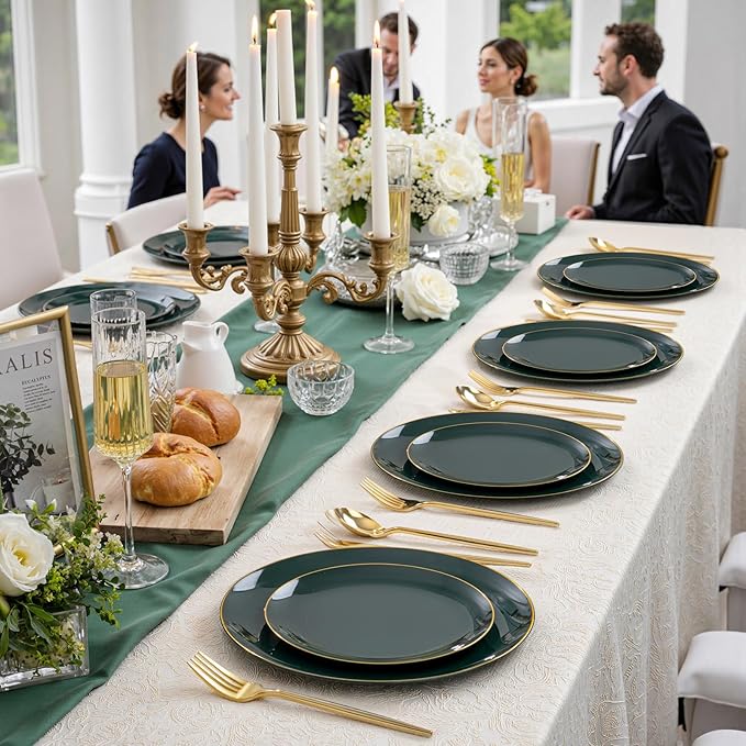 bUCLA 200PCS Green Plastic Plates - Image 8