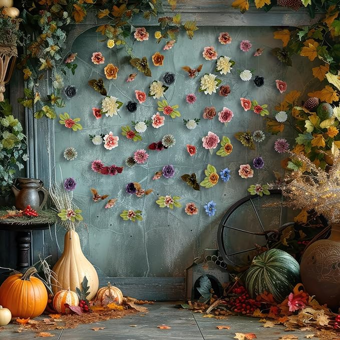 XunYee 6 Pcs 35.4 ft Flower Garlands Hanging Wildflower Backdrop Decoration - Image 3