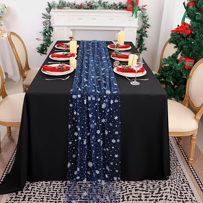 Snowkingdom Christmas Table Runner, 120 Inch Seasonal Winter Holiday Kitchen - Image 4
