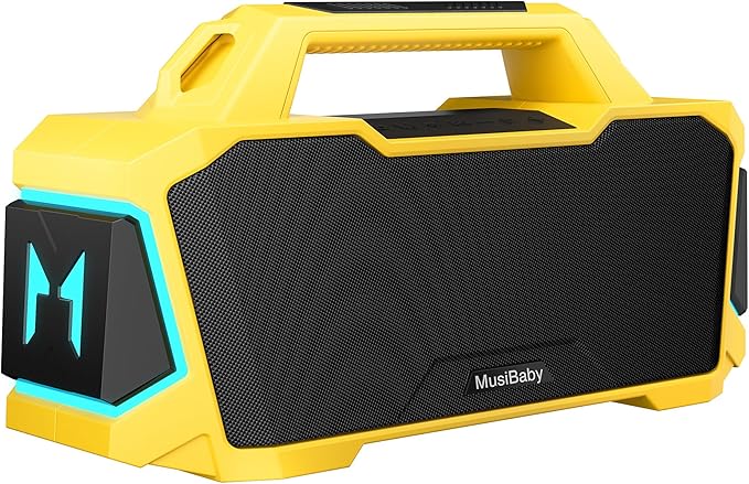 MusiBaby M1 Portable Bluetooth Speaker Yellow, Loud Stereo Sound Subwoofer Deep by onthegomusicbaby