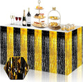 3 Pack 29x108 Inch Black Gold Foil Fringe Table Skirts Metallic Banner by Ferwzsr