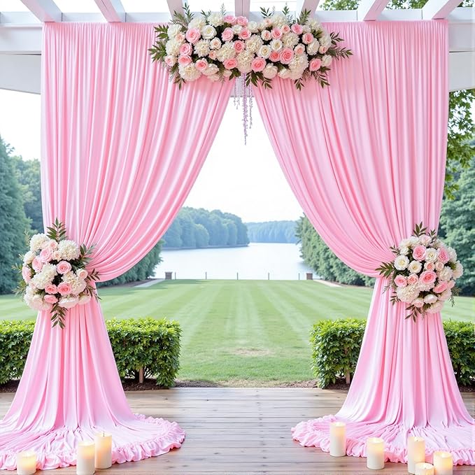 Wrinkle Free Pink Backdrop Curtain - Image 3