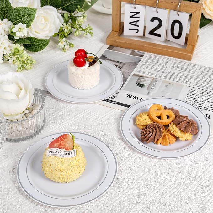 bUCLA 200PCS Silver Plastic Plates - Image 6