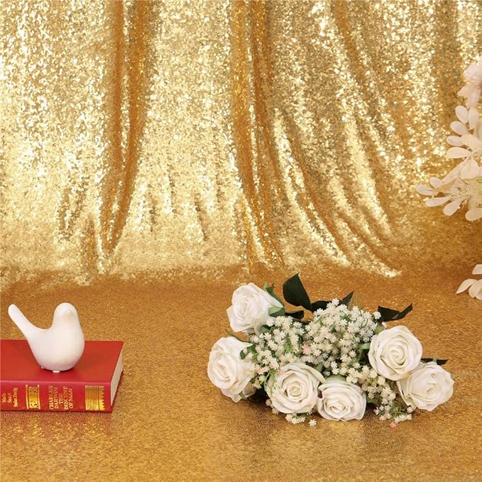 Eternal Beauty Sequin Backdrop Curtains, 2x8 Ft-2 Panels Gold Back Drop - Image 8