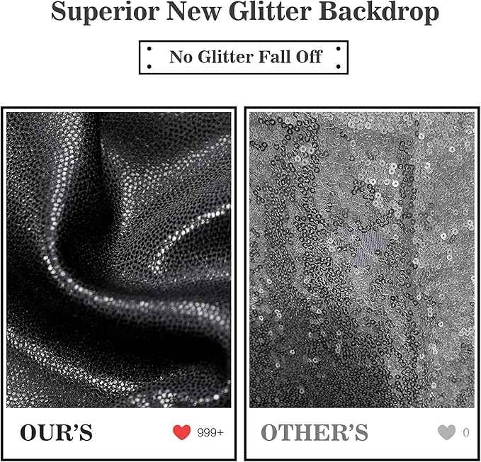Outpain Thick 10 ft x 10 ft Black Sequin Backdrop Curtain - Image 2